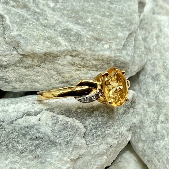 Brazilian Citrine Ring 1.25CTW 14K YG Over 925 Silver Sz 9 NWT - Picture 7 of 17